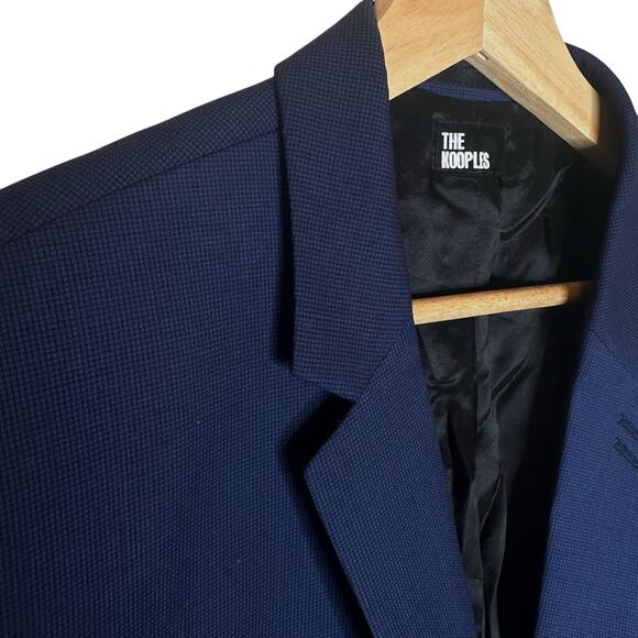 The KOOPLES 100% Wool Navy Blue Micro Houndstooth Blazer Mens Size 52 L-XL - Picture 16 of 16